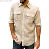 Camicie casual da uomo Camicia da uomo con colletto in lino di cotone Camicetta a maniche lunghe Camicie abbottonate Top T-shirt da uomo casual estiva L230721