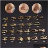 Nose Rings Studs Gold Fake Piercing Clip Ring Cuff Body Jewelry For Women New Trend Ear Cuffs Heart Cross Flowers 22 Styles Drop De Dhtal