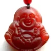 Collier ancien pendentif bouddha en jade rouge naturel Necklace243g