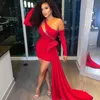 2021 rouge robes de bal courtes manches longues élégantes robes de soirée formelles Sexy tenue de fête vestido de novia181Q