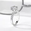 2 0CT Silver 925 Rings Natural Gemstone Zirconia Diamond Wedding Ring for Bride Women Band Fine Jewelry J-4272689