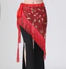 Gymkläder Glänsande Tassel Belly Dancing Hip Scarf For Womenas paljetter Triangel Wrap Kirt Dance Midjebälte Peformance Tillbehör