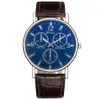 Three Eyes Flat Watch Quartz Classic Fashion Mens WristWatch212g