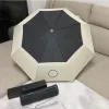 Eleganter Designer-Regenschirm mit Patchwork-Logo-Druck, geeignet für Sonne, Regen, Damen, Sonnenschirme, Mädchen, Faltschirme, Ideen mit Box und Tasche