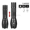 Hot 2000LM XM-L T6 LED Zoomable 18650 Lampe de poche Torche Focus Lampe portable zoom gradateur lampes de poche 5 modes Puissant auto-défense extérieur Lampe torche