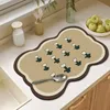 Mats Pads Drain Mat Drying Absorbent Draining Kitchen Coffee Pad Kitchen Countertop Placemat Dish Tableware Machine Pad Cup Printed Mat 230720