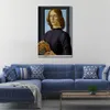 Portrait Canvas Art Portrait of A Young Man Holding A Roundel Sandro Botticelli Painting Handmade Classical Artwork Loft Decor