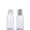 Fyrkantig transparent 30 ml handrensning av plastflaskflipkapslock 1 oz prov handtvätt fluidflaskor bärbar tvätt gel container305g