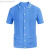 Camicie casual da uomo 2023 Primavera Estate Uomo Manica corta Polo Risvolto Cardigan Top Cuciture a righe Maglia Polo da uomo Maglietta di alta qualità Camisa Hombre L230721