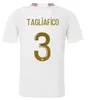 23 24リヨンサッカージャージMaillot de Foot Caqueret ol 2023 2024 Lyonnais Home Away Blue Football Shirt Barcola Castello Jr Cherki Tagliafico Tolisso Men Kit Set