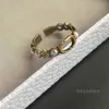 Высококачественные модные ретро -золотые буквы Открытие писем регулируемые кольцевые жемчужные кольца для любителей свадьбы леди -вечеринки подарки еврея 250 -х