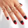 Cluster Rings 8pcs / set Bohemian Hollow Cross Set geometrico per le donne Color oro Open Joint Ring Party Wedding Jewelry Regali E840