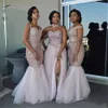 2022 Африканские платья подружки невесты длинные аппликации смешанного стиля с русалки с русалкой с расщепленной горничной горничным
