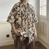 Camicie casual da uomo Sycpman Oversize Camicia a maniche corte con stampa floreale retrò Casual allentata per uomo Camicie Cotone Abbigliamento uomo hawaiano 230720