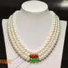 véritable joaillerie fine 8mm jadewhite perles 3unite collier 171819inxches298S