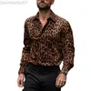 Men's Casual Shirts Vintage Leopard Print Button Up Shirt Men 2023 Brand Slim Fit Long Sleeve Mens Dress Shirts 70s Disco Party Club Prom Shirt Male L230721