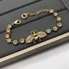Luxury designer retro little bee Charm Bracelets rhinestone brass material for women party lovers gift jewelry244R