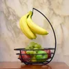 Pratos Cesta de frutas Tigela com fio com cabide de banana Gancho Prateleira de armazenamento de legumes Suporte de pão