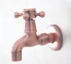 Rubinetti del lavandino del bagno antico a parete rame rossa mount mov rubinetto da giardino piscina da giardino singolo tocco di acqua fredda dav330