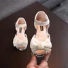 Sandaler Baywell for Girls Children Fashion Pearl Mesh Bowknot Kids Summer Princess Party Shoes Casual Foars Round Toe Sandal 230720