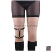 Autre Punk Goth Pu Cuir Élastique Jarretière Jambe Cuisse Anneau Jarretelles Bas Chaîne Harnais Coeur Corps Bijoux Drop Delivery Dh63R