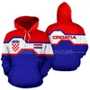 هوديز الرجال 2023 CROATIA FLAG 3D المطبوعة zip هوديي عارضة هاراجوكو السترة الشارع الضخمة الشارع