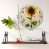 Väggklockor retro blomma solros bi rund klocka modern design hem vardagsrum dekoration barn kök bord