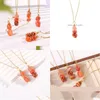 Pendant Necklaces Natural Irregar Red Agate Chip Stone Beads Gold Winding Net Necklace For Women Men Drop Delivery Jewelry Pendants Dhwh2