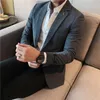 Ternos Masculinos Moda Cavalheiro Xadrez Estilo Italiano Presidiu Tudo Casual Negócios Versão Coreana Reparação Casamento Blazer