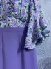 Festklänningar dldenghan kvinnor blyerts klänning rufsar v-hals flare hylsa blomma tryck kontor lady paket skinkor mode sommar