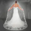 Superbe belle tulle blanc voiles de mariée accessoires de mariée dentelle appliques bord long nuptiale doux tulle pour mariage par237g