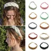 Böhmen Häkel-Stirnbänder für Mädchen, süße Kopfbedeckung, florales Strick-elastisches Haarband, einfarbig, Turban-Kopfschmuck, pastoraler Stil