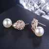 2 Çift Çok Harika Düşük Kaliteli Leopar Silvergold Doğal İnci Kristal Elmas 925 Silver Lady's Küpe 16 269V