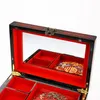 luxury Pingyao retro Chinese makeup box ring necklace multi-layer jewelry wooden High-end box bride wedding jewelry storage255T