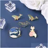 Pins Brooches Whale Dolphin Marine Animal Enamel Pins Seagl Hat Backpacks Clothes Metal Badge Lapel Brooch Jewelry Gift Wholesale D Dhtec