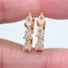 Hoop Earrings Women Gold Color Fashion Multicolor Cubic Zirconia CZ Teardrop Huggie Wedding Gift