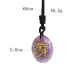 Pendant Necklaces Natural Amethyst Quartz The Eye Of Horus Energy Stone Necklace Charms Mascot Amulet Dangle Jewelry Sweater Chain Choker