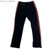Men's Pants Mens Pants Trousers NEEDLES Black Red Velvet Butterfly Embroidery Loose Casual Track Pants Fashion Sweatpants Z230721