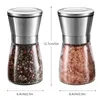 Opslagflessen Potten Konco 2 stuks Zout Pepermolen Grinder Shakers RVS Peper Kruidenmolens Set met verstelbare keramiek met glazen behuizing 230720