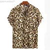 Men's Casual Shirts 2023 Summer New Sexy Leopard Print Men Hawaiian Shirt Thin Short Sleeve Beach Clothes Holiday Quick Dry Party Shirt For Men Tops L230721