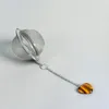 Heart Crystal Stone Mesh Tea Strainers With Chain Stainless Steel Tea Infuser Spice Herbal Filter Teaware Accessories
