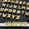 1300 Stück / Menge 10 mm A-Z Goldfarbe voller Strasssteine Dia-Buchstabe Alphabet DIY Charms passend für 10 mm Schlüsselanhänger2298