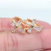 Hoop Earrings Women Gold Color Fashion Multicolor Cubic Zirconia CZ Baguette Cross Huggie Jewelry