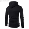 Herrtröjor tröjor Autumn New Men hoodies Sweatshirts Casual Solid Long Sleeve Hoodie Men Slim Fit Pullovers Sweatshirt Plus Size Hoody Streetwear L230721