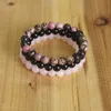 Bracelets porte-bonheur 8mm pierre naturelle Bracelet ensembles hommes femmes Rhodonite Rose Quartzs noir Onyx perlé empilable poignet Mala180v