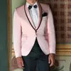 Pink Prom Men Suits For Groomsmen 2 Piece Wedding Tuxedo Slim Fit Custom Club Male Set Blazer With Black Pants Fashion 2020244f