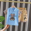 赤ちゃんの子供のデザイナー服幼児の男の子の服セット夏の赤ちゃんショートスリーブTシャツショーツ2PCSコスチューム子供服トラックスーツ