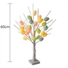 Fleurs décoratives Pâques LED Bouleau Oeufs Lumière Branche Éclairé Ornement Suspendu Pour Chambre Salon Décor À La Maison Articles De Fête