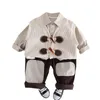 Ensemble de vêtements de printemps pour bébés garçons, 3 pièces, gilet en coton, chemises à manches longues, pantalons Cargo, tenues pour bébés garçons