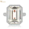 Anneaux de mariage Wong Rain Classic 925 Sterling Silver VVS 3EX 10CT Emerald Cut Simulé Gemstone Engagement Femmes Fine Jewelry 230721